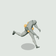 Exploder's sixteen-frame running cycle with orange markers