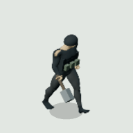 Heavy survivor's sixteen-frame southeast walking cycle
